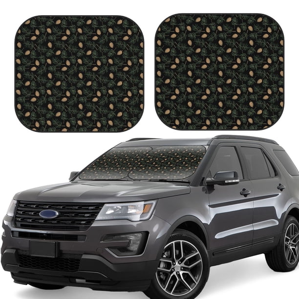 Fotbe Pine Cone Woodland Pattern Juego de 2 Piezas de Parasoles para Parabrisas | Bloqueador Solar para Auto | Accesorios Plegables para Protección Solar Interior-Medium
