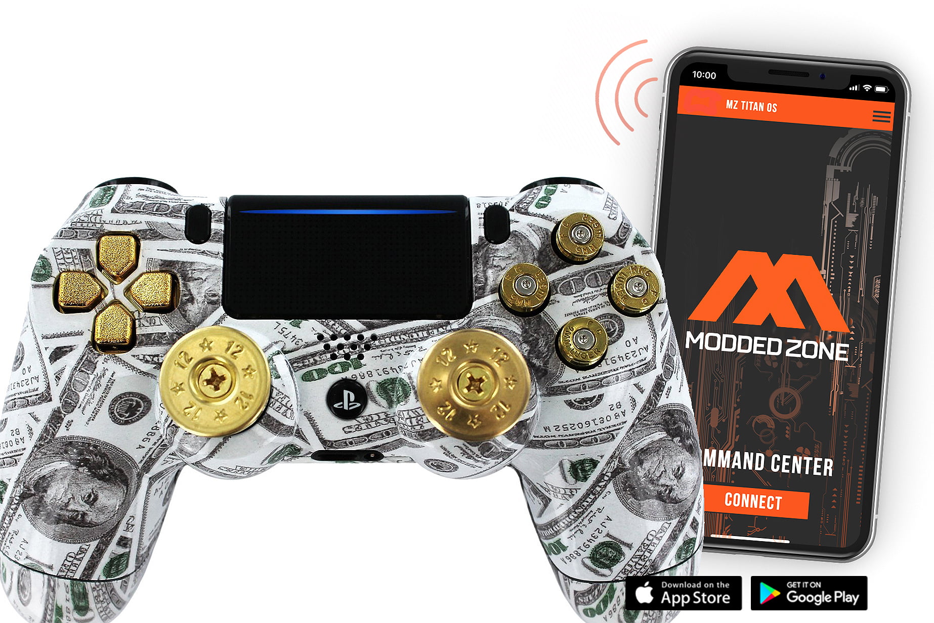 Money Talks W Shotgun Thumbsticks And Real Gold 9 Mm Bullet Buttons Ps4 Pro Smart Rapid Fire Modded Controller Mods For Fps All Major Shooter Games Warzone More Cuh Zct2u Walmart Com