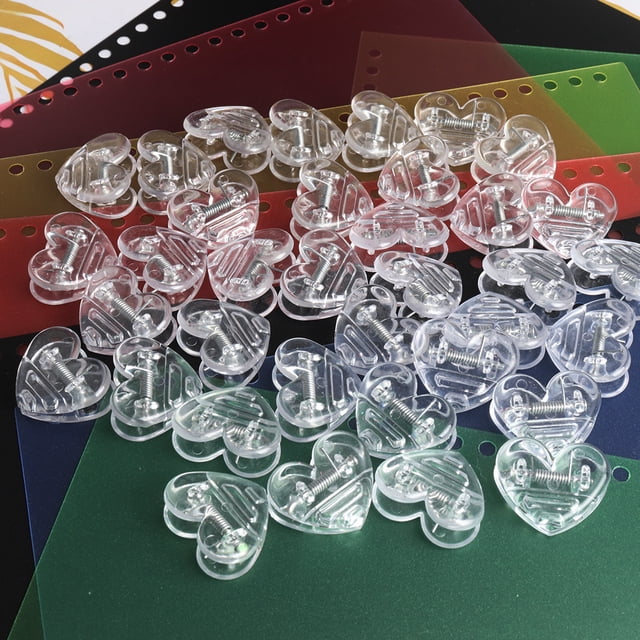 Clip pequeño de plástico transparente con forma de corazón para notas decorativas, carpeta para papel de prueba, clip para fotos