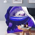 thumbnail image 5 of Hedgehog Blanket Artistic Astronaut Animal Design, Decorative Cozy Flannel Throw For Sofa, Vibrant Celestial Nature Home Decor 50x40, 5 of 6