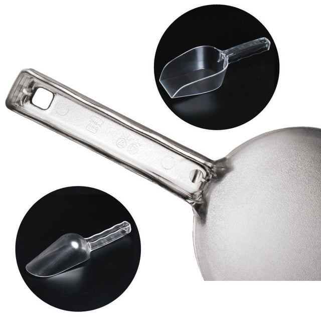 Pala de hielo de plástico transparente esmerilado simple, pala de polvo de fruta redondeada con esquinas cuadradas, pala para harina y arroz