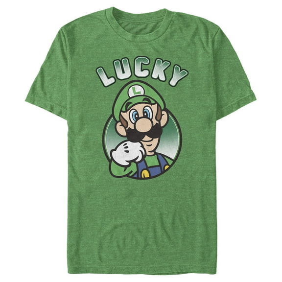 Men's Nintendo Super Mario St. Patrick's Day Lucky Luigi Graphic Tee Kelly Heather Small