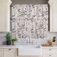thumbnail image 4 of 3 Piece Kitchen Curtains and Valances Set Purple Pink Botanical Cafe Curtains 24 Inch Length Rustic Country Spring Floral Summer Leaf Valance & Tier Curtain for Living Room Bedroom 54"x18"+27"x24"*2, 4 of 6