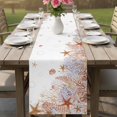 thumbnail image 4 of Orange Coastal Table Runner 70 Inches, Beach Nautical Coral Starfish Summer Bed Runner Dresser Scarves Tabletop for Indoor Outdoor Parties/Ceremony/Banquet, 13" x 70", 4 of 9