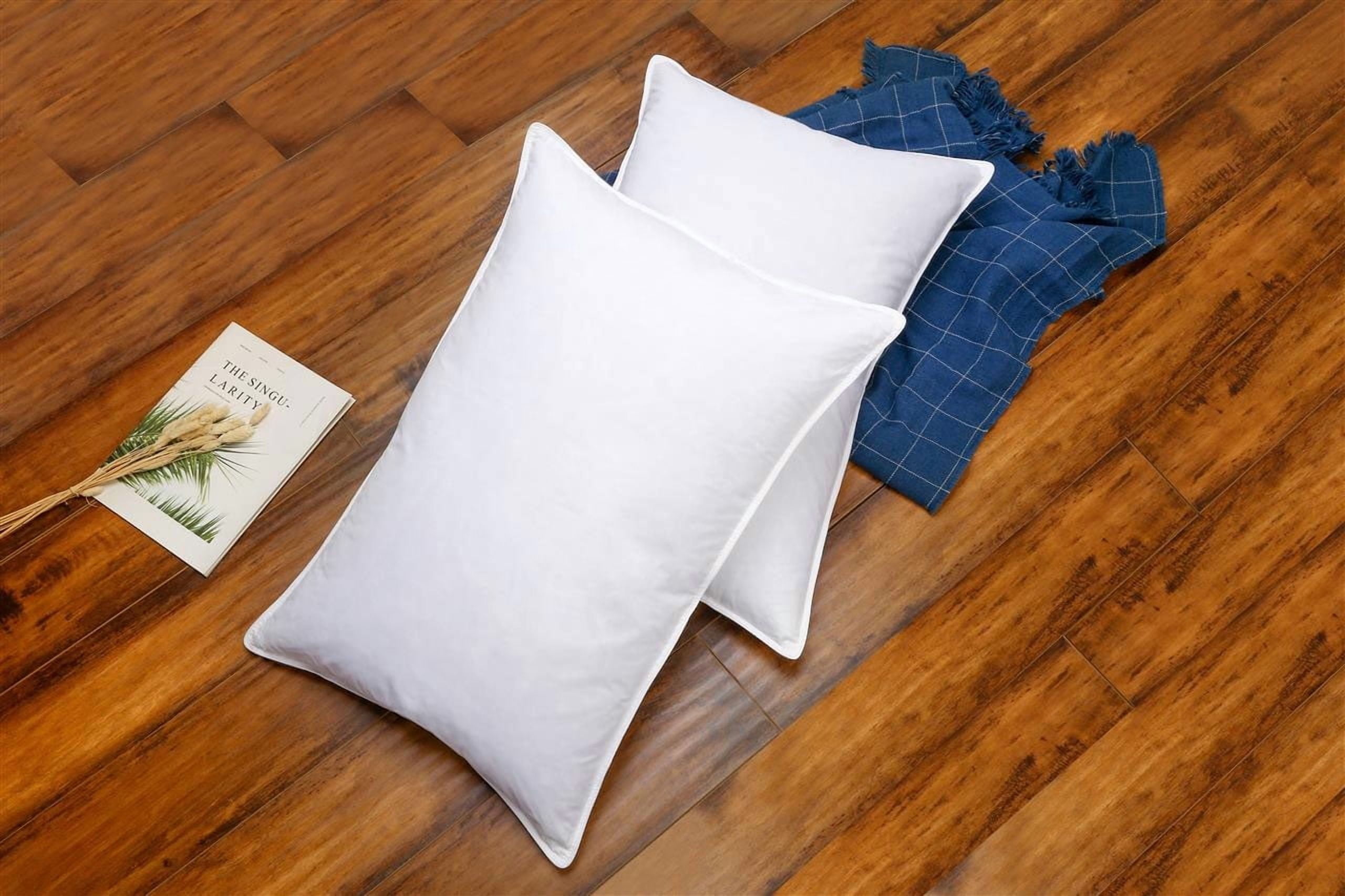 EspreMondor Gold Goose Down Feather Adult Pillow, Double-Layered Design, 100% Cotton Cover, Standard Size, 2 Pack