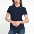 thumbnail image 2 of Odbmxy Short Sleeve Women Shirts Summer Polo Women Blouse Collared Loose Blue Button Solid Color Lapel Casual Tops, 2 of 6