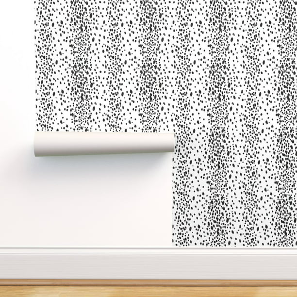 Peel & Stick Wallpaper 3ft x 2ft - Charcoal Dots Black Animal Print  Abstract Spots Dalmation Dalmatian White Polka Dot Monochrome Custom  Removable Wallpaper by Spoonflower 