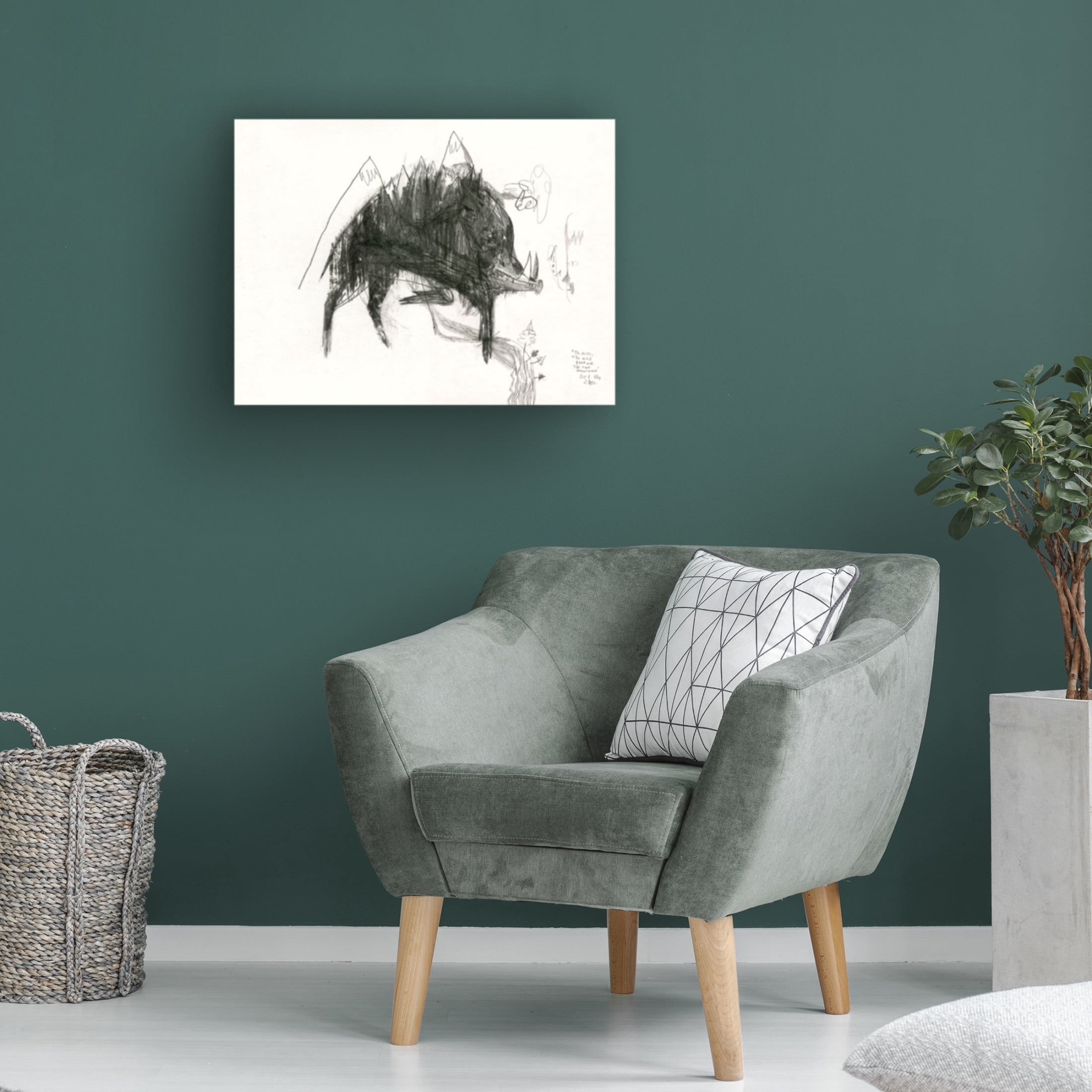 Trademark Fine Art Leonardo Flores The Wild Boar, the River and the Two Mountains. Canvas Wall Art