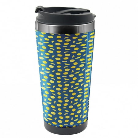 

Lemons Travel Mug Vivid Sliced Citrus Graphic Steel Thermal Cup 16 oz by Ambesonne