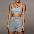 thumbnail image 4 of Workout Shorts Women,Summer Two Piece Outfits For Women Casual Sleeveless Crop Tops And Loose Shorts Set 2 Piece,High Waisted Shorts Women(Size:L), 4 of 6