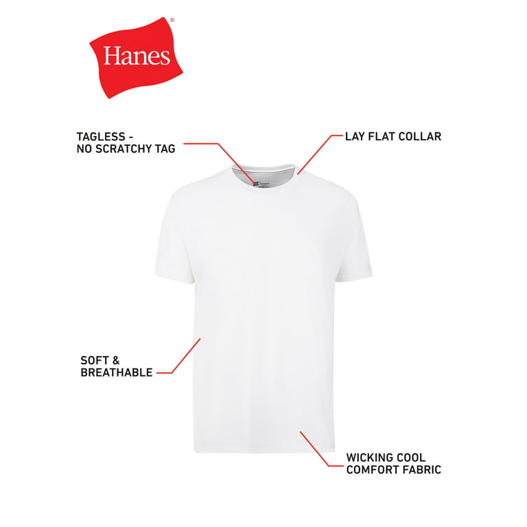 Hanes Men's White Crew T-Shirt Undershirts, 3 Pack