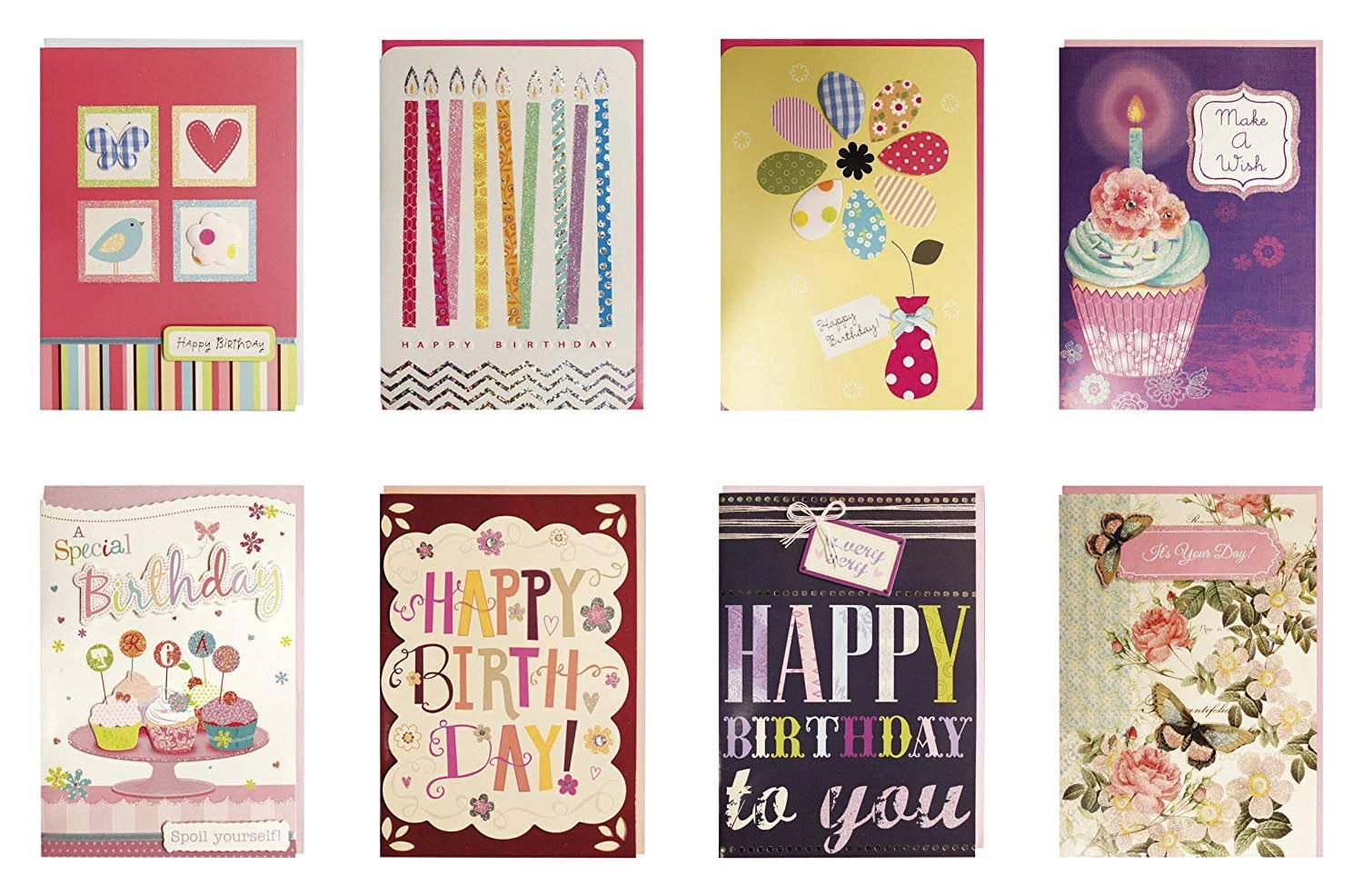 24-Pack Unique and Fun Die Cut Tri-Fold Kids Happy Birthday Cards with Envelope 