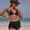 Black, variant on Shimmering Mesh 3-Piece Bikini Set with Drawstring Skirt - Halter Triangle Swimsuit for Women