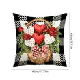 thumbnail image 3 of EWASWON Valentine's Day 18x18in Throw Pillow Cover - Double-Sided Red Teddy Bear & Plaid, Soft Cloth (1 Piece), 3 of 5