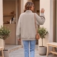 thumbnail image 6 of Mock Neck Loose Sweatshirt for Women Drop Shoulder Puff Sleeve Oversized Pullover Soft Knit Versatile Daily Athleisure Outer Top Camel XXL, 6 of 6