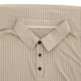 thumbnail image 5 of WTOBBY Men's Casual Long Sleeve Polo Shirt with Loose Lapel Collar, Ribbed Texture, and Relaxed Fit for Everyday Comfort Wear Breathable Top ,Khaki 2XL, 5 of 8