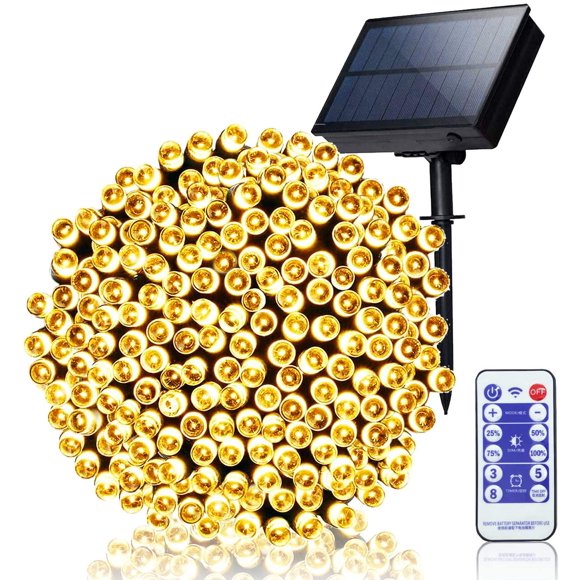 Solar Christmas Light 300 LED 99ft Outdoor String Light with Remote Control and Timer, Waterproof Fairy Lights Dimmable Solar Powered Light for Garden Patio Yard Christmas Tree (Warm White)
