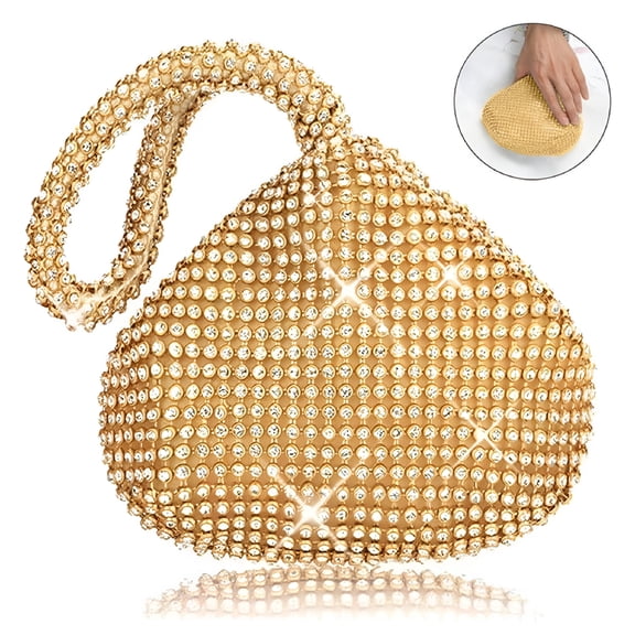 AOMRCOL Women'S Evening Bag Sparkly Rhinestone Purse Chain Clutch Purse Bag Party Prom Wedding Purse Gold Clutch Purses for Women (Large, Gold)