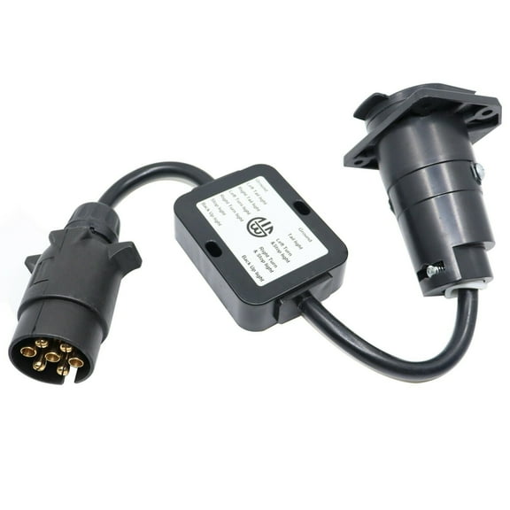 CARROFIX Trailer Light Converter for European Round 7-Pin Plug to USA 7-Way Blade Adapter