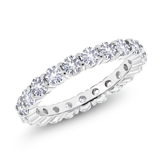 Gem Stone King 925 Sterling Silver Ring 2.60 Ct Round Hearts and Arrows White Created Sapphire (Size 9)