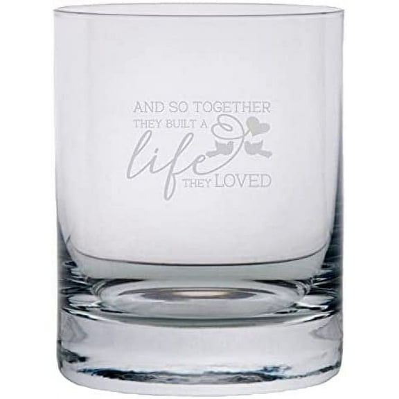 And So Together They Built A Life Wedding Quotes Etched 11oz Crystal Rocks Whisky Glass