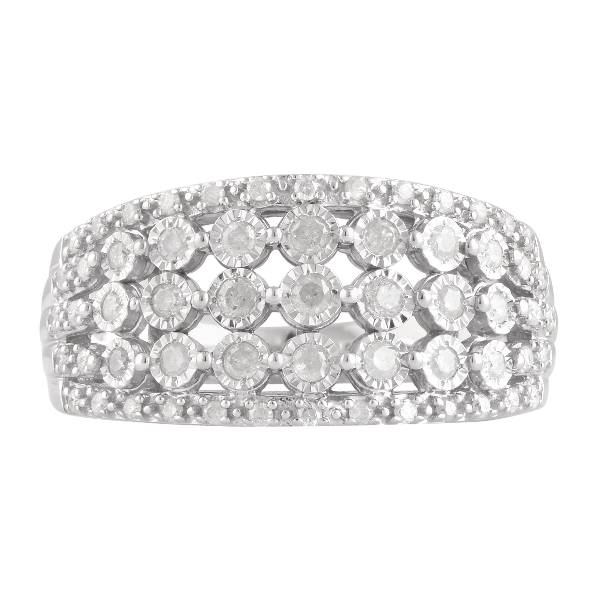 Arista 1/2 Carat T.W Diamond Illusion Broad Band Anniversary Ring in Sterling Silver (I-J, I2-I3)
