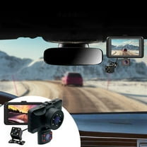 3 Channel Dash Cam - Front, Rear & Inside Car Camera, 1080P HD, 170° 120° Wide Angle, IR Night Vision, Loop Recording, Motion Detection, Parking Monitor, 3.0" Screen, Supports 64GB Card