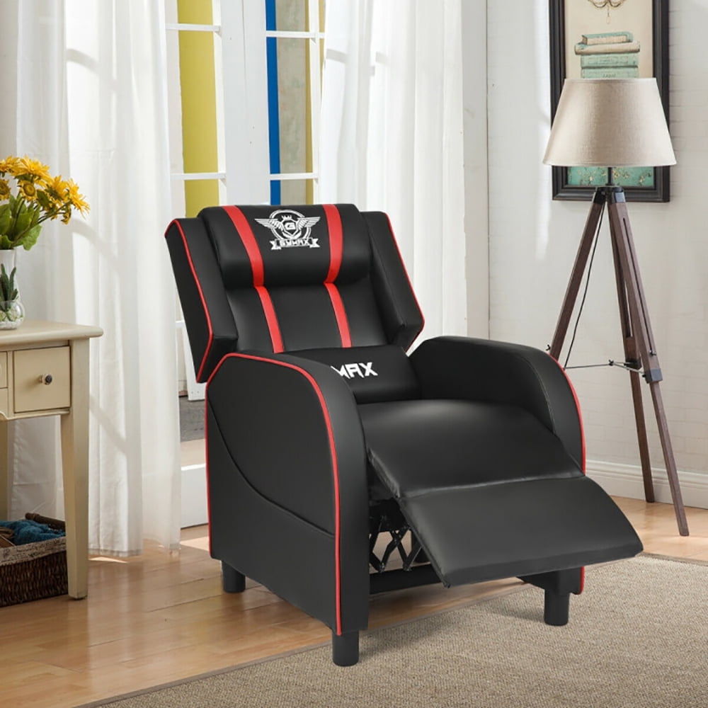 GVN Massage Racing Gaming Single Recliner Chair-Red