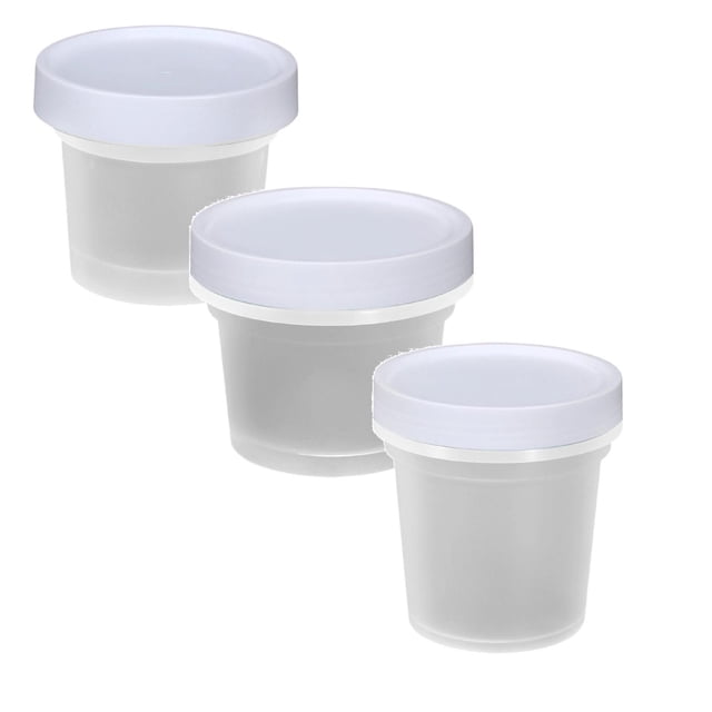 Small Plastic Containers With Lids, Transparent Food Containers, Leakproof Salad Dressing Container – 3 Pcs, Reusable Snack Container, Plastic Wide Mouth Freezer Storage Jars, Takeout(White)