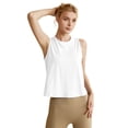 thumbnail image 5 of Womens Athletic Yoga Cropped Tank Top Summer Sleeveless Crewneck Crop Tops Loose Workout T-Shirt, 5 of 7