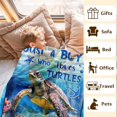 thumbnail image 6 of Kids Blanket Gift - 80 x 60 Inches Fashion Sea Turtle Throw Blanket for Adults, Men - Dark Blue Cozy, Warm & Fuzzy Blanket for Bed, Living Room, 6 of 6