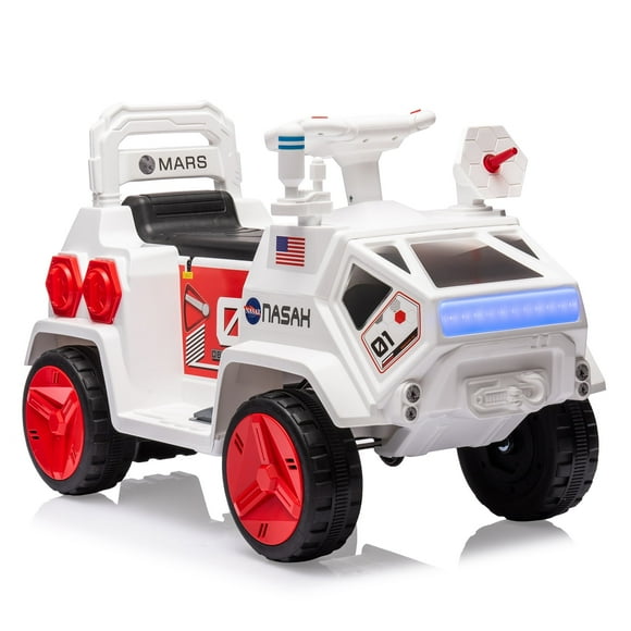 Kids Ride On Car, 6V Ride-On Toy, Electric Ride On Car with Rocket Sound, Flash Lights, Music, USB, Ride on Toy for Kids 3+ Years, Mars Rover