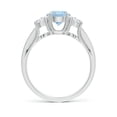 thumbnail image 2 of ANGARA Natural Classic Prong Set Round Aquamarine and Diamond Three Stone Ring in 14K White Gold for Women (Size-6mm) | March Birthstone, Anniversary, Jewelry Gift for Women | Natural Aquamarine Ring, 2 of 9
