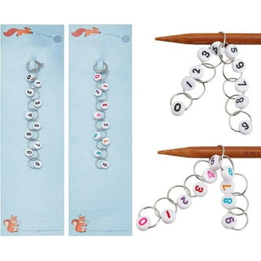 2 Pcs Number Beads Knitting Row Counter Chains Chain Row Counter Acrylic Beads Knitting Stitch Counters for Knitting Crochet Tracking Project Progress DIY