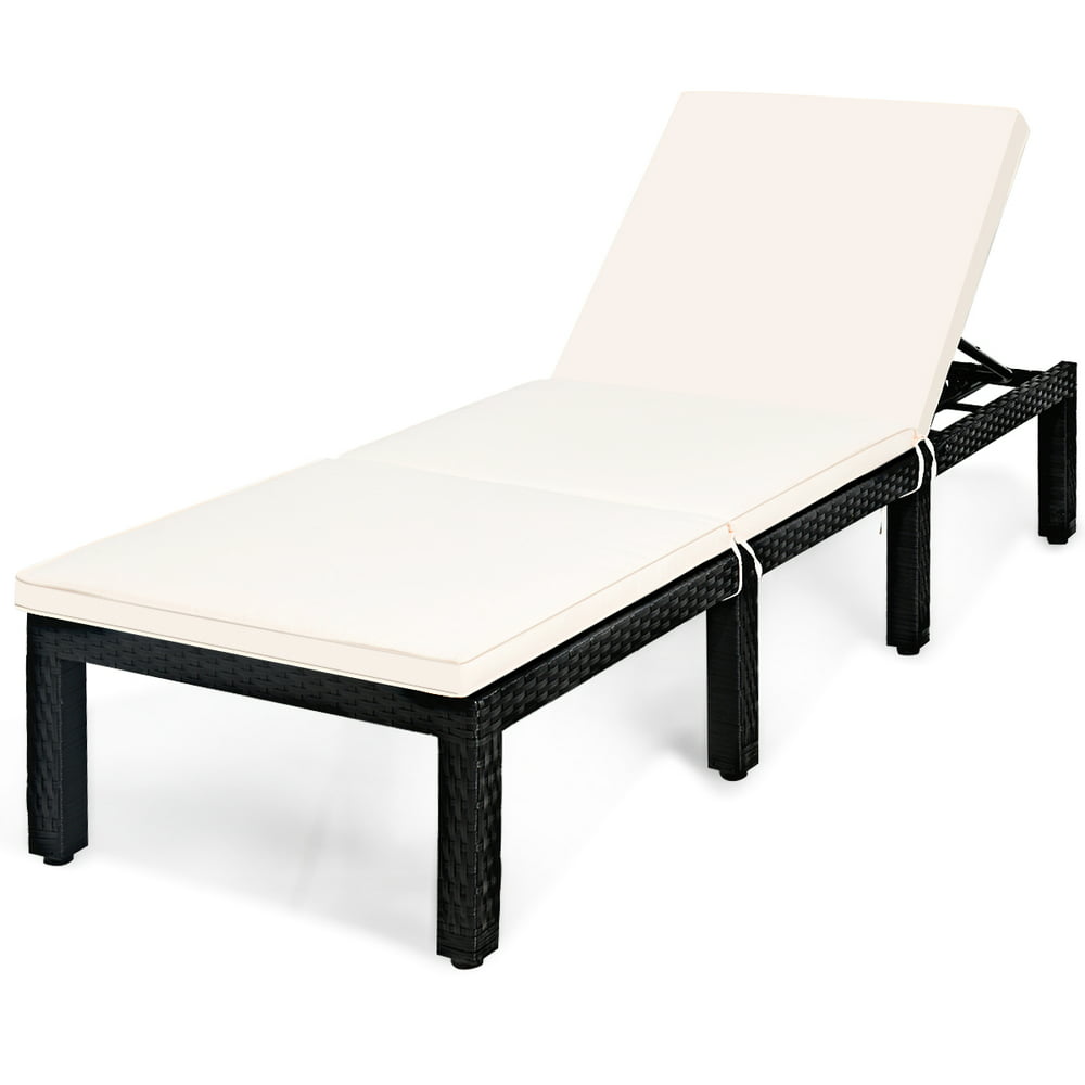 Topbuy Patio Rattan Lounge Chair Cushioned Chaise Height ...