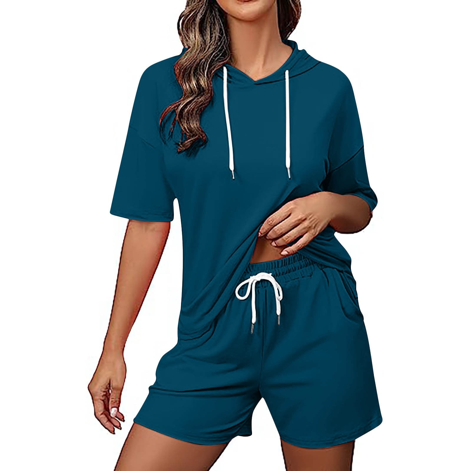 Fankiway Ensemble de Mode pour Femmes, Shorts Deux Pièces, Manches