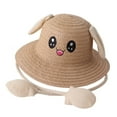 thumbnail image 1 of Movable Rabbit Ears Straw Hat Cute Children Beach Hat for Summer Short Trips Khaki, 1 of 8