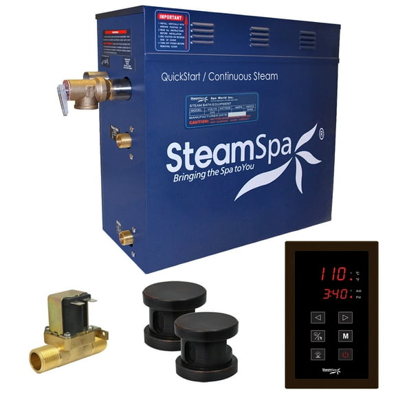 SteamSpa OAT1200OB-A 12 kW Oasis QuickStart Acu-Steam Bath Generator Pack with Built-in Auto Drain, Oil Rubbed Bronze