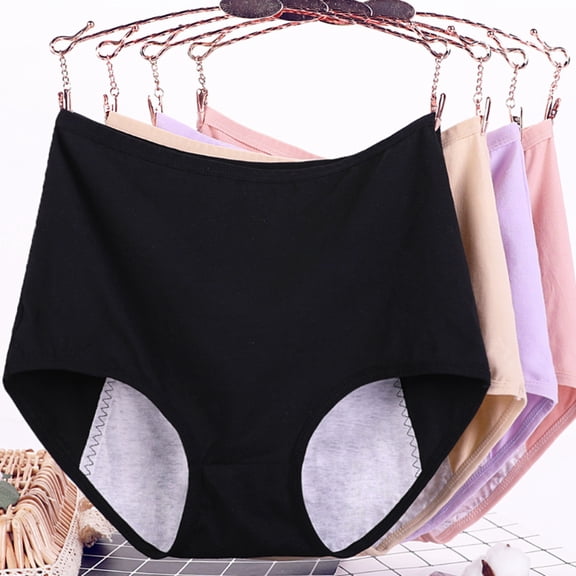 Flmtop Women Casual High Waist Menstrual Period Leak Proof Underwear Cotton Briefs