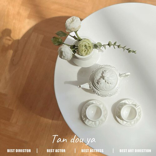 1/6 Doll House Model Furniture Accessories Mini Model Carved Relief Tea Set Teapot Cups OB11 BJD Lol Blyth Kitchen Miniature Toy Gao Jinjia LED