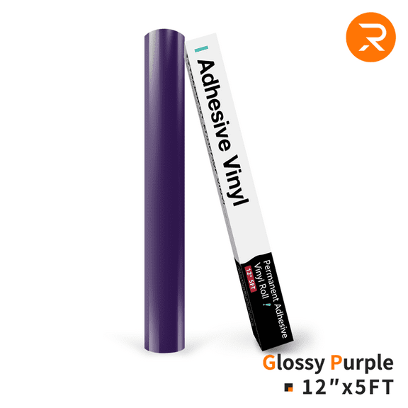 Glossy Purple Permanent Vinyl,12" x 5FT Glossy Purple Adhesive Vinyl Roll for Cricut,Silhouette,Cameo Cutters,Signs,Scrapbooking,Craft,Die Cutters (Glossy Purple)