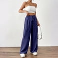 thumbnail image 5 of Lumtrix Womens Summer Elastic High Waist Textured Flowy Palazzo Pants Casual Wide Leg Trousers with Pockets Navy XL, 5 of 5
