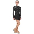 thumbnail image 3 of Doomiva Women Figure Skating Outfit Long Sleeve Rhinestone Dress with Mesh Boot Cover Tights Black XL, 3 of 5