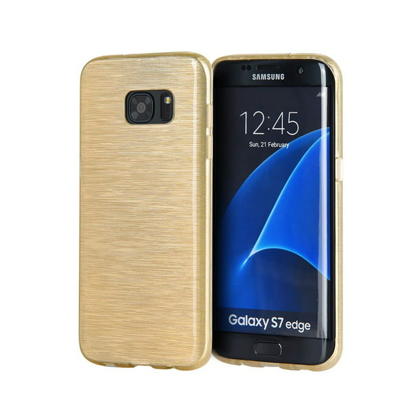 shuttle Supermarkt afstand Samsung Galaxy S7 Edge Crystal Skin Case Transparent Silk Gold - Walmart.com