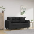 thumbnail image 2 of vidaXL 2-Seater Sofa with Pillows&Cushions Black 47.2" Faux Leather, 2 of 19