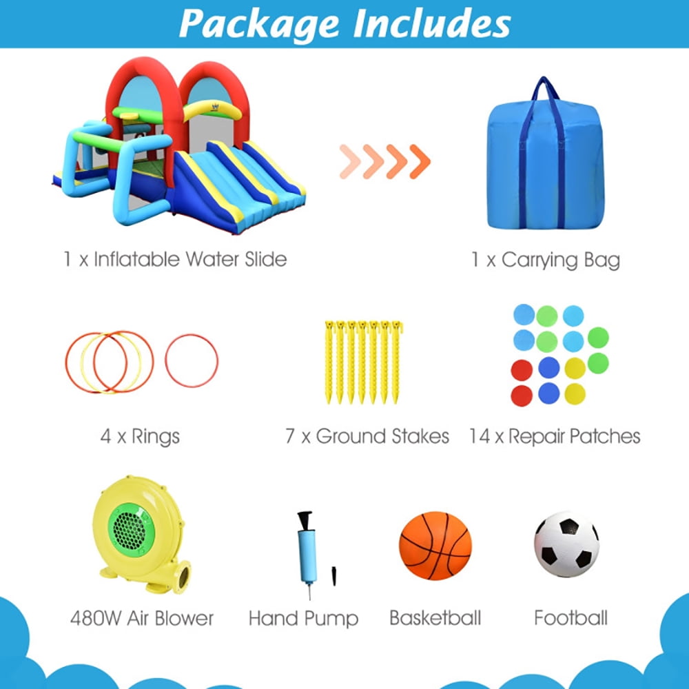 Aimee Lii Inflatable Jumping Castle Bounce House with Dual Slides and 480W Blower, Playhouse for Kids Outdoor