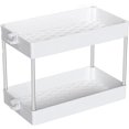 thumbnail image 1 of Under Sink Organizer, 2 Tier Kitchen Storage Rack, Bathroom Shelf Organizer, Multifunctional Storage Rack with Hook, White… white -, 1 of 5