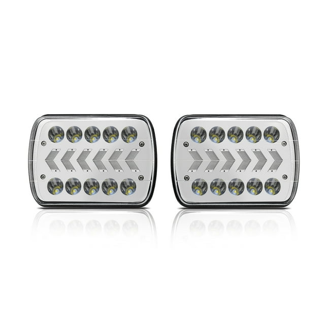 Paquete de 2 faros delanteros LED para automóvil de 7 pulgadas con haz alto / bajo blanco CACAGOO Faros de automóviles