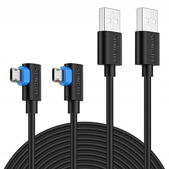 90 Degree Micro USB Cable,SUNGUY (2-Pack,10ft x2) Right Angle Reversible Micro USB Cable for PS4 & PS4 Pro/Slim,Dual Shock 4 and Xbox One Controller and Other Android Devices - Black