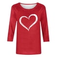thumbnail image 4 of Ailaofu T-Shirts de la Saint-Valentin à Manches 3/4 Col Rond pour Femmes avec Imprimé Cœur Graphique, 4 of 5